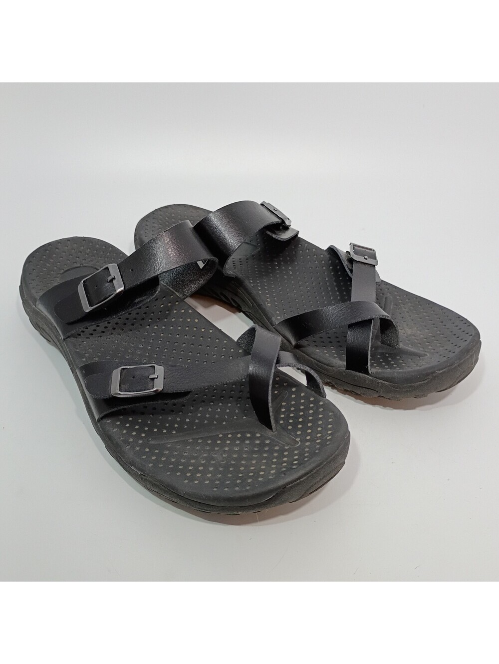 Skechers Reggae Caribbean Sz 10 Double Buckle Toe Loop Slide Sandals Women EU 40